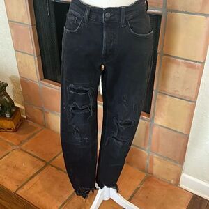 Zara Black Distressed Button-Fly Skinny Jeans, 30!
